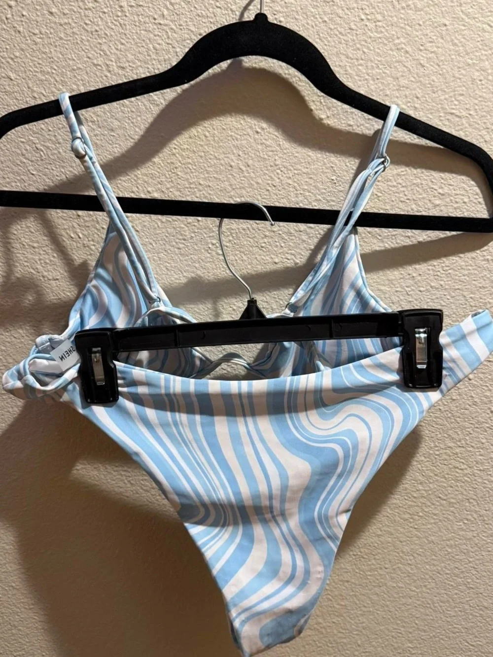 SHEIN Blue & White Swirl Underwire Bikini Set